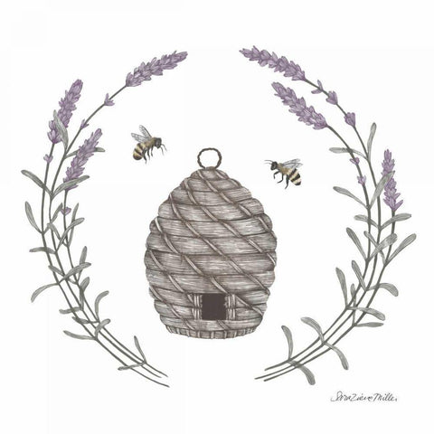 Happy to Bee Home II Black Ornate Wood Framed Art Print with Double Matting by Miller, Sara Zieve