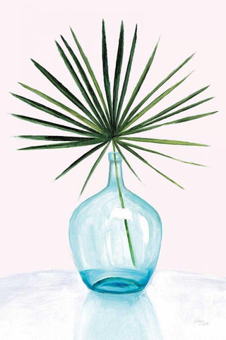 Statement Palms I White Modern Wood Framed Art Print with Double Matting by Wellington Studio