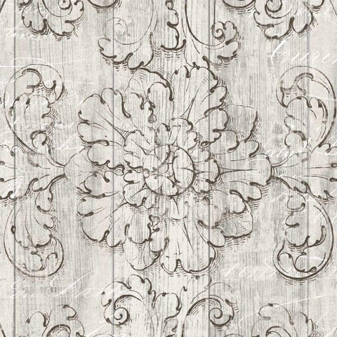 Italian Scroll V on Driftwood Black Ornate Wood Framed Art Print with Double Matting by Wild Apple Portfolio