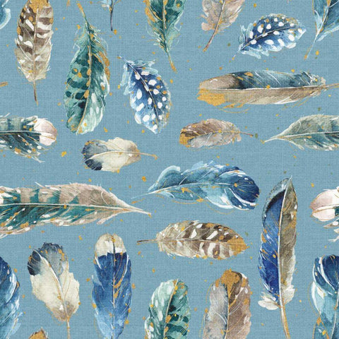 Indigold Feathers Turquoise White Modern Wood Framed Art Print by Audit, Lisa