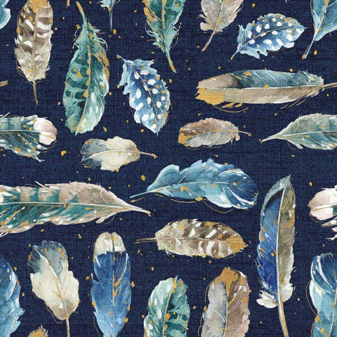 Indigold Feathers Indigo Gold Ornate Wood Framed Art Print with Double Matting by Audit, Lisa