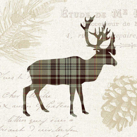 Plaid Lodge I Tan White Modern Wood Framed Art Print with Double Matting by Wild Apple Portfolio