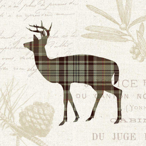 Plaid Lodge II Tan Black Ornate Wood Framed Art Print with Double Matting by Wild Apple Portfolio