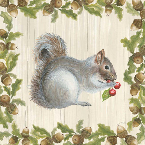 Woodland Critter III White Modern Wood Framed Art Print with Double Matting by Ducklow, Patsy