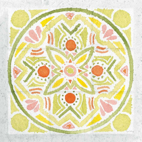 Citrus Tile III v2 Gold Ornate Wood Framed Art Print with Double Matting by DeNeige, Elyse