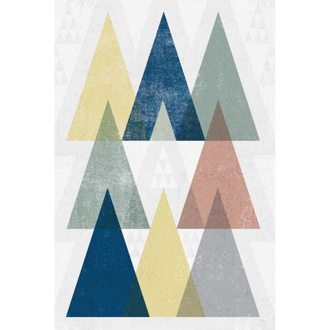 Mod Triangles IV Soft Black Modern Wood Framed Art Print with Double Matting by Mullan, Michael