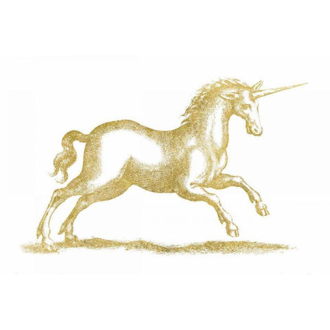 Unicorn Fantasy Gold Ornate Wood Framed Art Print with Double Matting by Wild Apple Portfolio