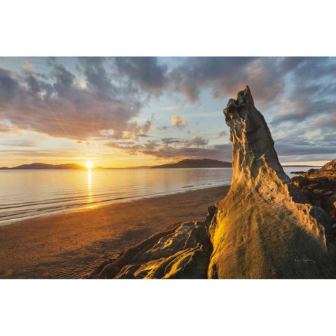 Samish Bay Sunset I White Modern Wood Framed Art Print by Audit, Lisa