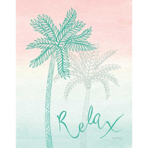 Sunset Palms I Black Modern Wood Framed Art Print with Double Matting by DeNeige, Elyse