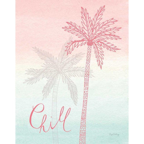 Sunset Palms II Black Modern Wood Framed Art Print by DeNeige, Elyse