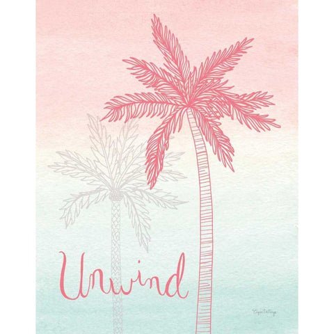 Sunset Palms III Black Modern Wood Framed Art Print with Double Matting by DeNeige, Elyse