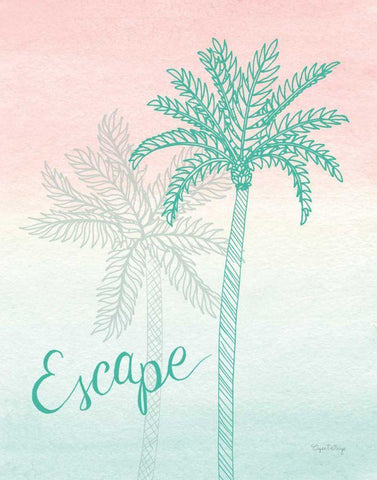 Sunset Palms IV Black Ornate Wood Framed Art Print with Double Matting by DeNeige, Elyse