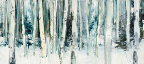 Winter Woods III Light Trees Crop White Modern Wood Framed Art Print with Double Matting by Purinton, Julia