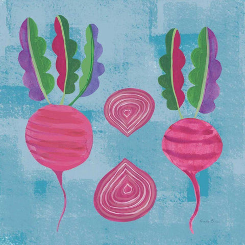 Veggie Time IV Blue Black Ornate Wood Framed Art Print with Double Matting by Zaman, Farida