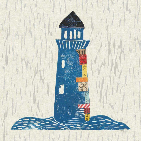 Nautical Collage II on Linen White Modern Wood Framed Art Print with Double Matting by Prahl, Courtney