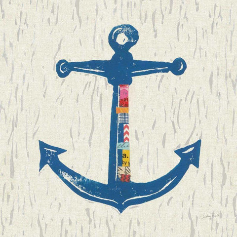 Nautical Collage III on Linen White Modern Wood Framed Art Print by Prahl, Courtney