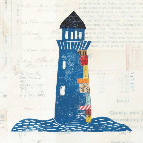 Nautical Collage II on Newsprint White Modern Wood Framed Art Print by Prahl, Courtney