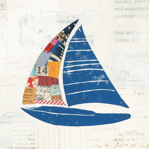 Nautical Collage IV on Newsprint White Modern Wood Framed Art Print by Prahl, Courtney