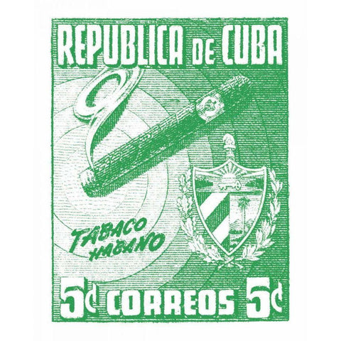 Cuba Stamp XI Bright White Modern Wood Framed Art Print by Wild Apple Portfolio