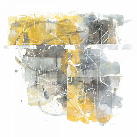 Moving In and Out of Traffic II Yellow Grey Gold Ornate Wood Framed Art Print with Double Matting by Schick, Mike