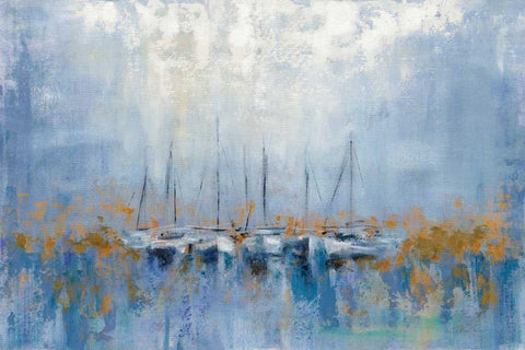 Boats in the Harbor I White Modern Wood Framed Art Print with Double Matting by Vassileva, Silvia