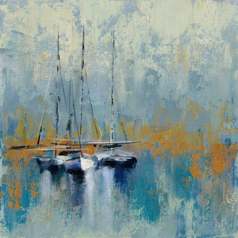 Boats in the Harbor III Black Modern Wood Framed Art Print by Vassileva, Silvia