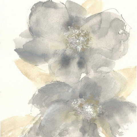 Floral Gray II White Modern Wood Framed Art Print by Paschke, Chris
