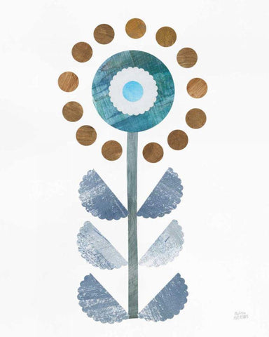 Retro Blooms II White Modern Wood Framed Art Print with Double Matting by Averinos, Melissa