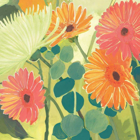 Tangerine Garden I White Modern Wood Framed Art Print by Lovell, Kathrine