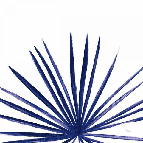 Statement Palms III Indigo White Modern Wood Framed Art Print with Double Matting by Wellington Studio