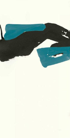 Minimal Panel I Teal Black Ornate Wood Framed Art Print with Double Matting by Paschke, Chris