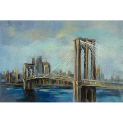 Brooklyn Bridge Black Modern Wood Framed Art Print by Vassileva, Silvia