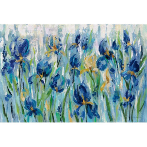 Iris Flower Bed Black Modern Wood Framed Art Print by Vassileva, Silvia