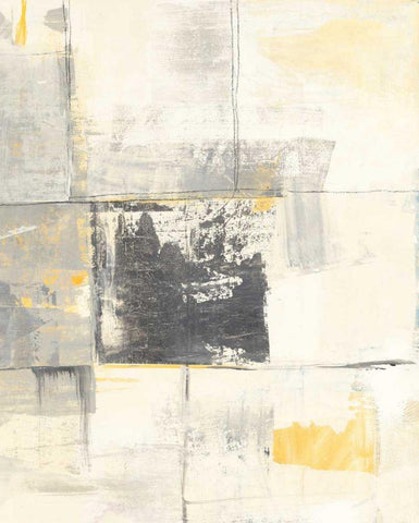 Gray and Yellow Blocks III White Modern Wood Framed Art Print with Double Matting by Schick, Mike