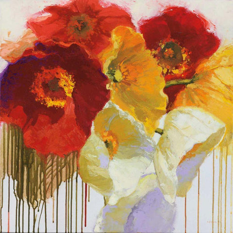 Red and Yellow Sensations Gold Ornate Wood Framed Art Print with Double Matting by Novak, Shirley