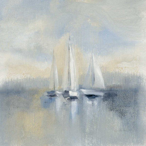 Morning Sail I Blue White Modern Wood Framed Art Print with Double Matting by Vassileva, Silvia