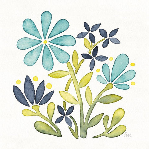 Garden Getaway Flowers I White Modern Wood Framed Art Print by Marshall, Laura
