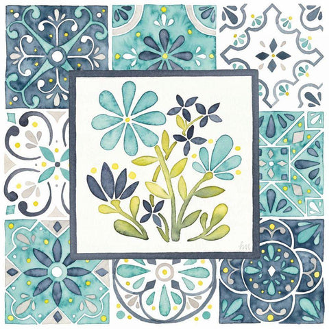 Garden Getaway Patchwork I White Modern Wood Framed Art Print with Double Matting by Marshall, Laura