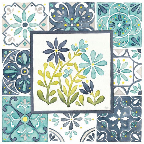 Garden Getaway Patchwork II White Modern Wood Framed Art Print with Double Matting by Marshall, Laura