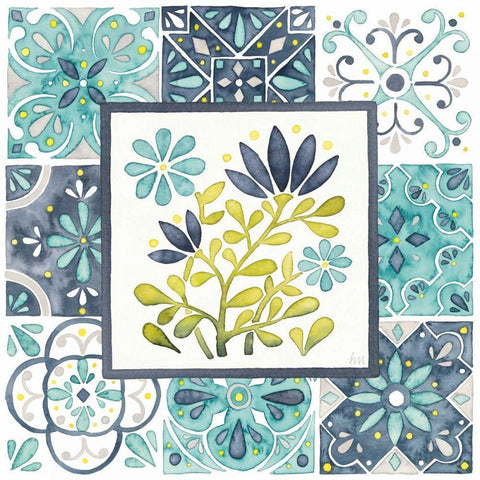 Garden Getaway Patchwork III Black Ornate Wood Framed Art Print with Double Matting by Marshall, Laura
