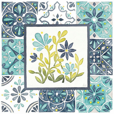 Garden Getaway Patchwork IV White Modern Wood Framed Art Print by Marshall, Laura