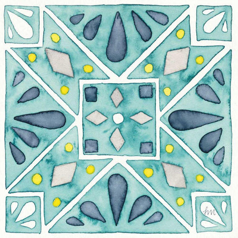 Garden Getaway Tile IX Teal Black Modern Wood Framed Art Print by Marshall, Laura