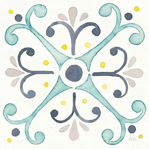 Garden Getaway Tile III White White Modern Wood Framed Art Print with Double Matting by Marshall, Laura