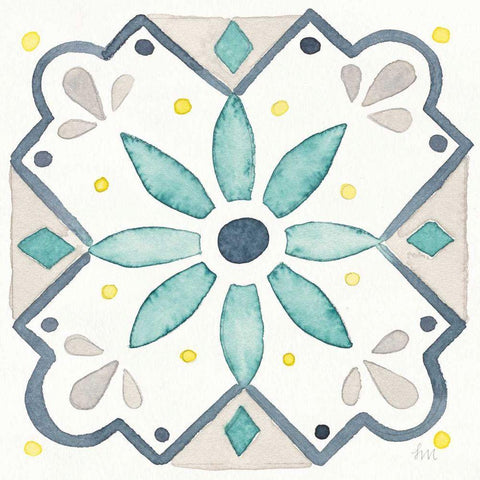 Garden Getaway Tile V White Black Modern Wood Framed Art Print with Double Matting by Marshall, Laura