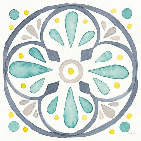 Garden Getaway Tile VI White White Modern Wood Framed Art Print with Double Matting by Marshall, Laura