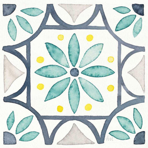 Garden Getaway Tile VIII White Black Ornate Wood Framed Art Print with Double Matting by Marshall, Laura