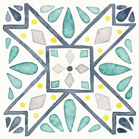 Garden Getaway Tile IX White Black Ornate Wood Framed Art Print with Double Matting by Marshall, Laura