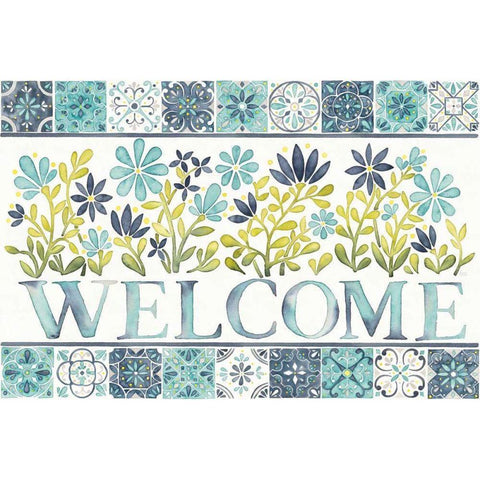 Garden Getaway Welcome Gold Ornate Wood Framed Art Print with Double Matting by Marshall, Laura