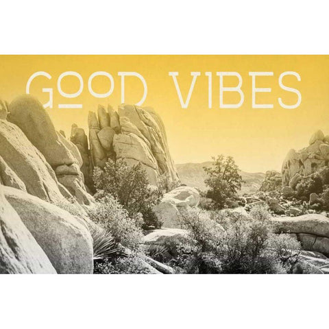 Ombre Adventure I Good Vibes Black Modern Wood Framed Art Print with Double Matting by Urquhart, Elizabeth