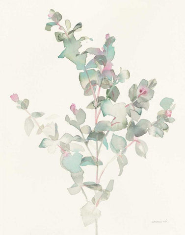 Eucalyptus II White Modern Wood Framed Art Print with Double Matting by Nai, Danhui